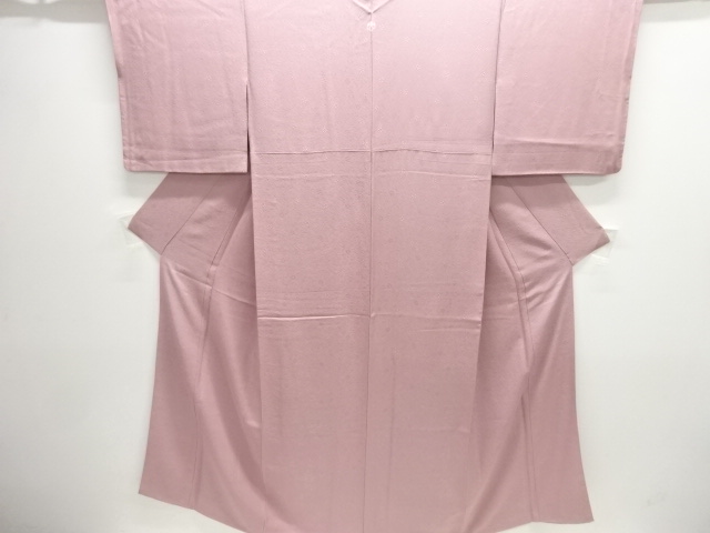 花に笹蔓模様織り出し一つ紋色無地着物